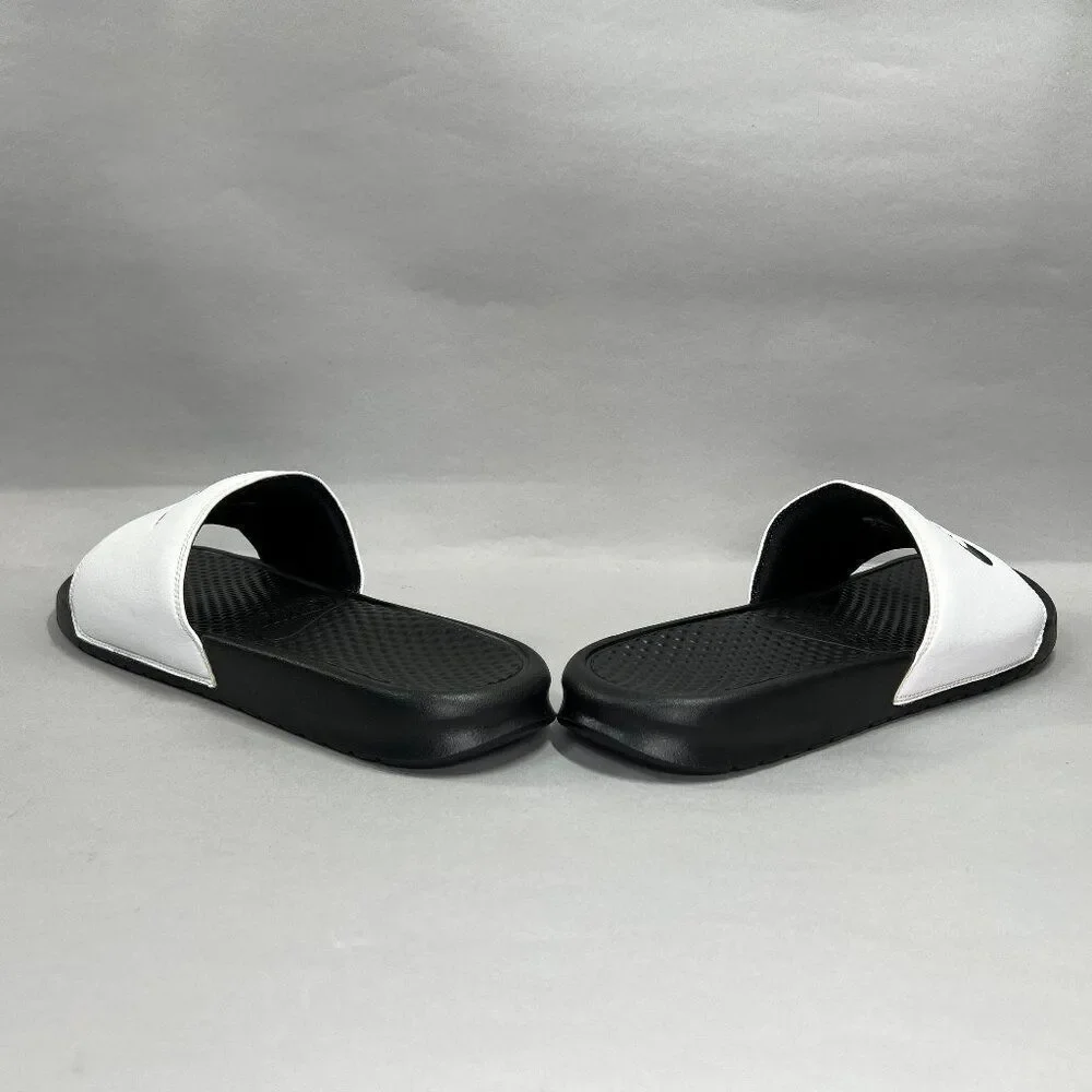 Nike Benassi Sandals Men's 14‎ Black White Just Do It Athletic Slide Flip Flops